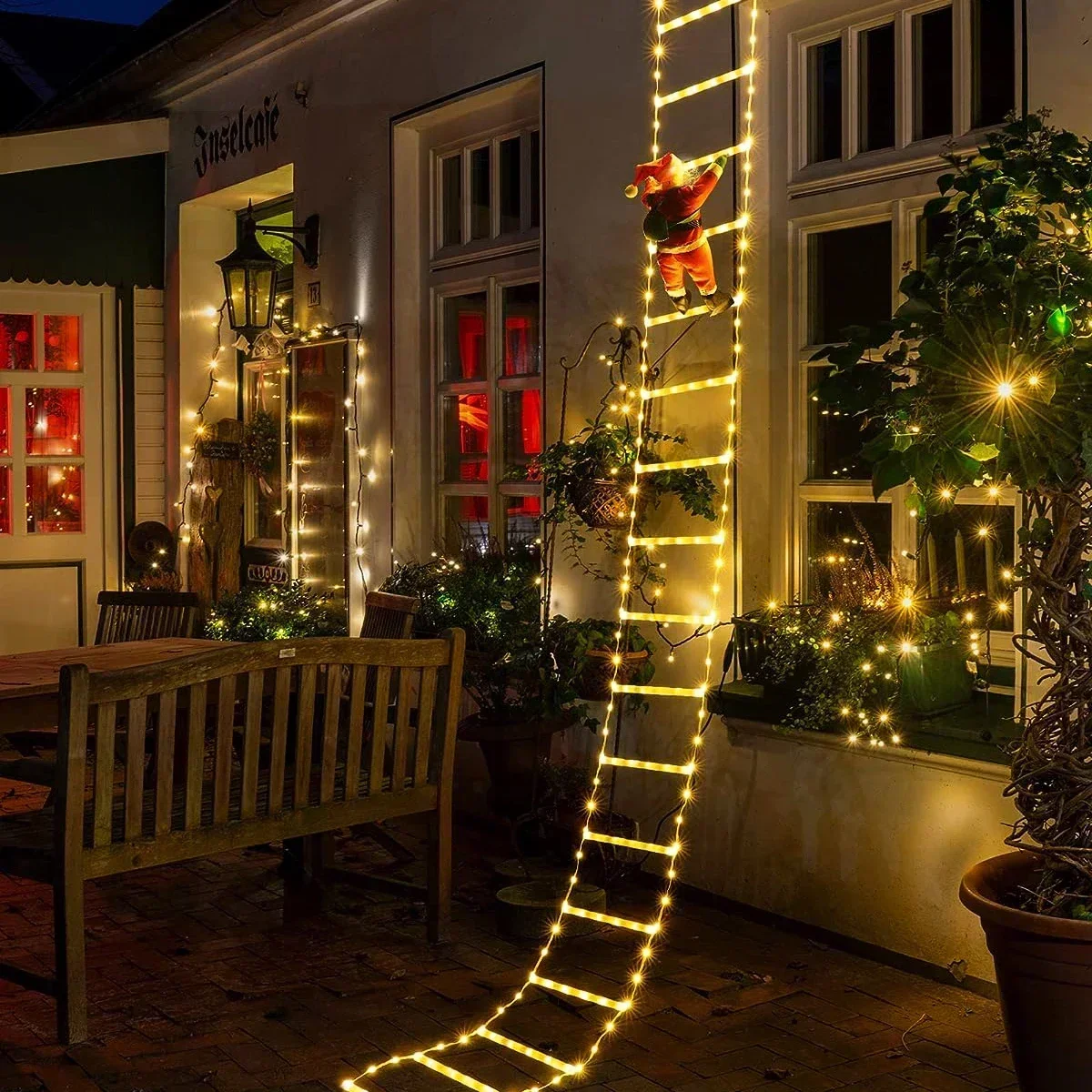 Home Decor Xmas Tree - LED Ladder Light for Santa Claus
