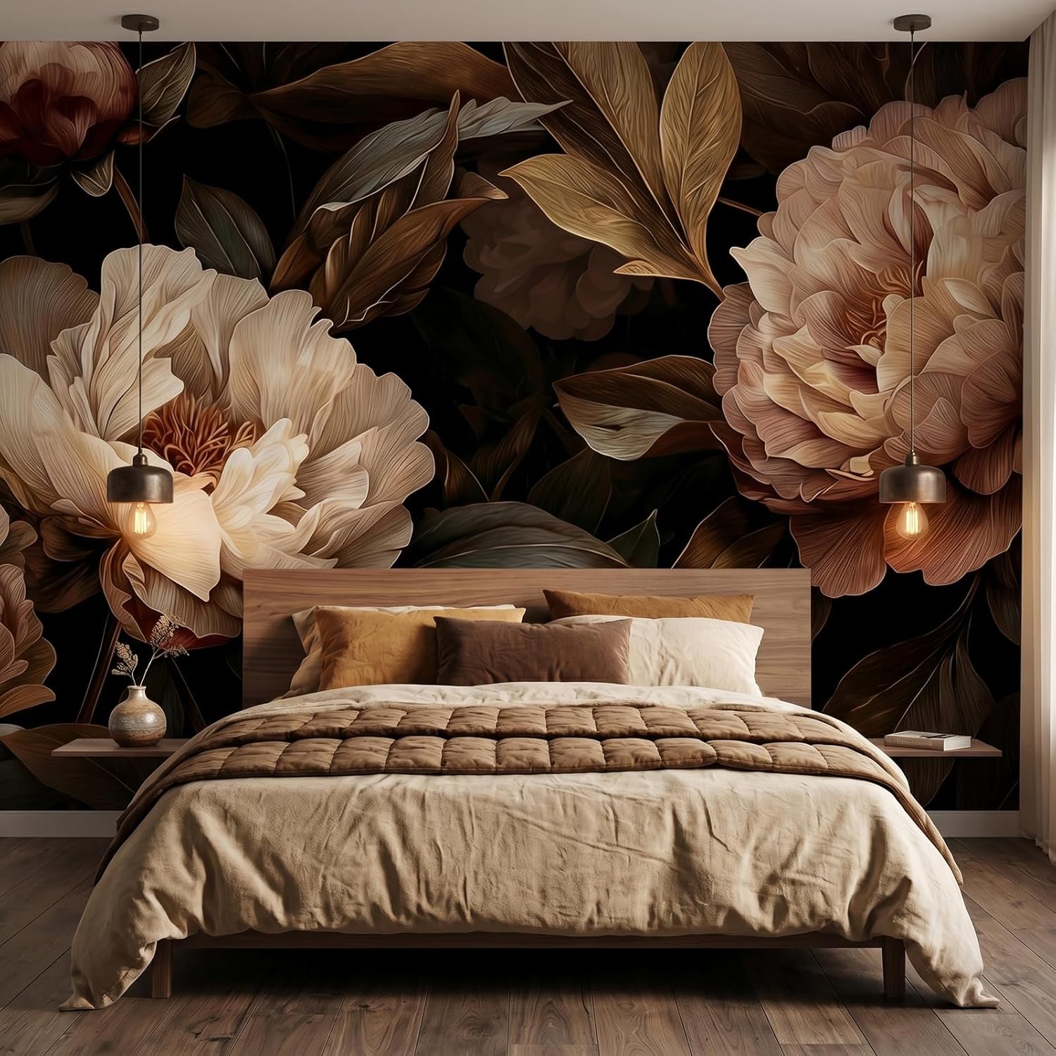 Home Decor Under 100 - Elegant Peony Floral Tapestry Wall Hanging