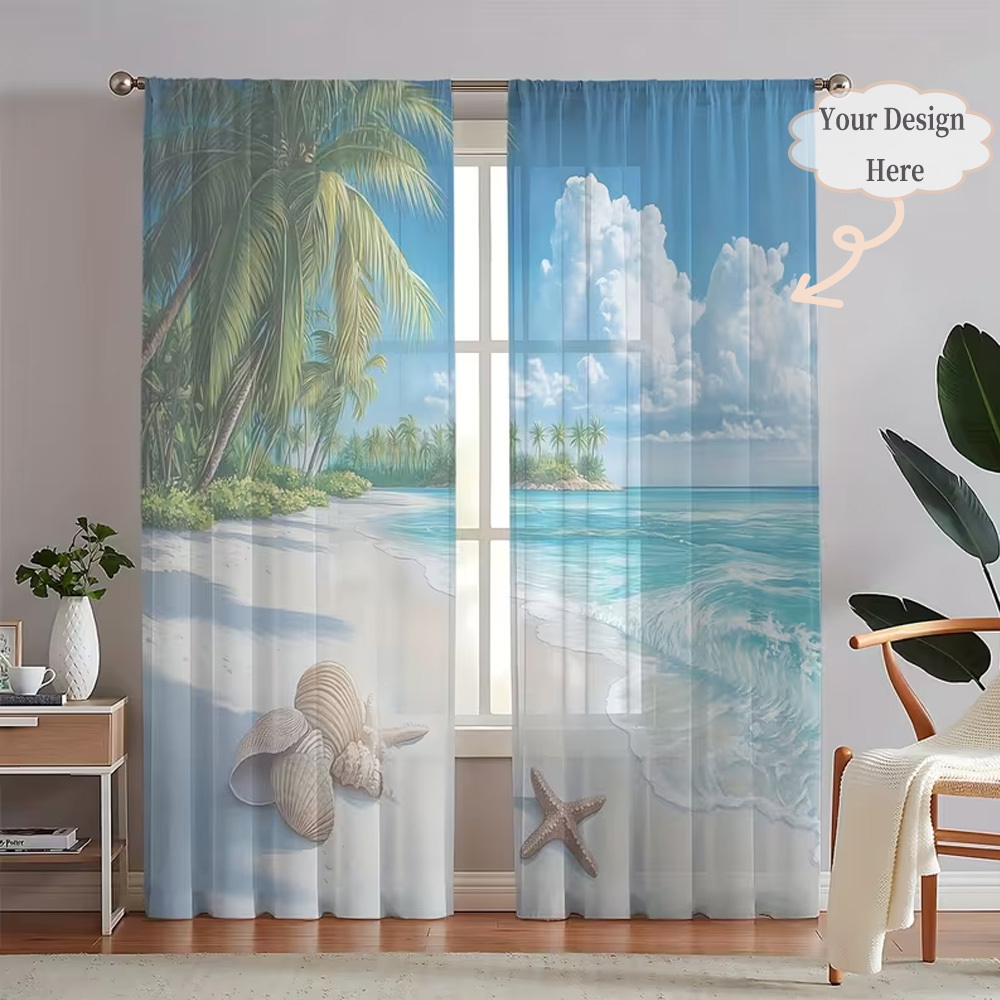 Home Decor Curtain - Custom 2D Flat 2pcs Sheer Curtains,