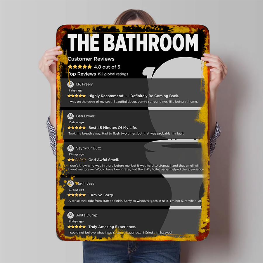 Review Home Decor - Funny Bathroom Customer Reviews Metal Wall