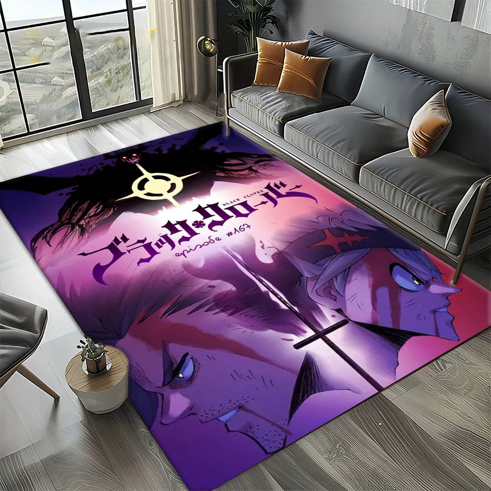 Home Decor Under 100 - Cartoon Anime B-Black H-Hot Clover Carpet