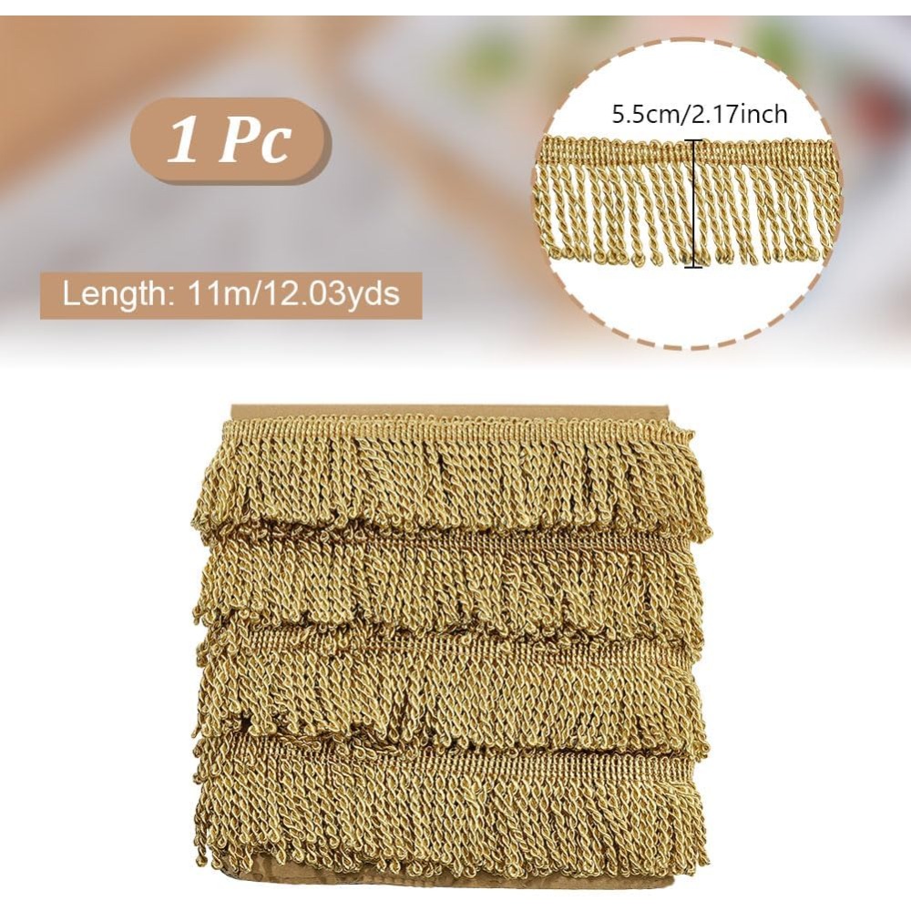 Home Decor Curtain - 12 Yardsx2.2Inch Fringe Trim Chainette Sewing