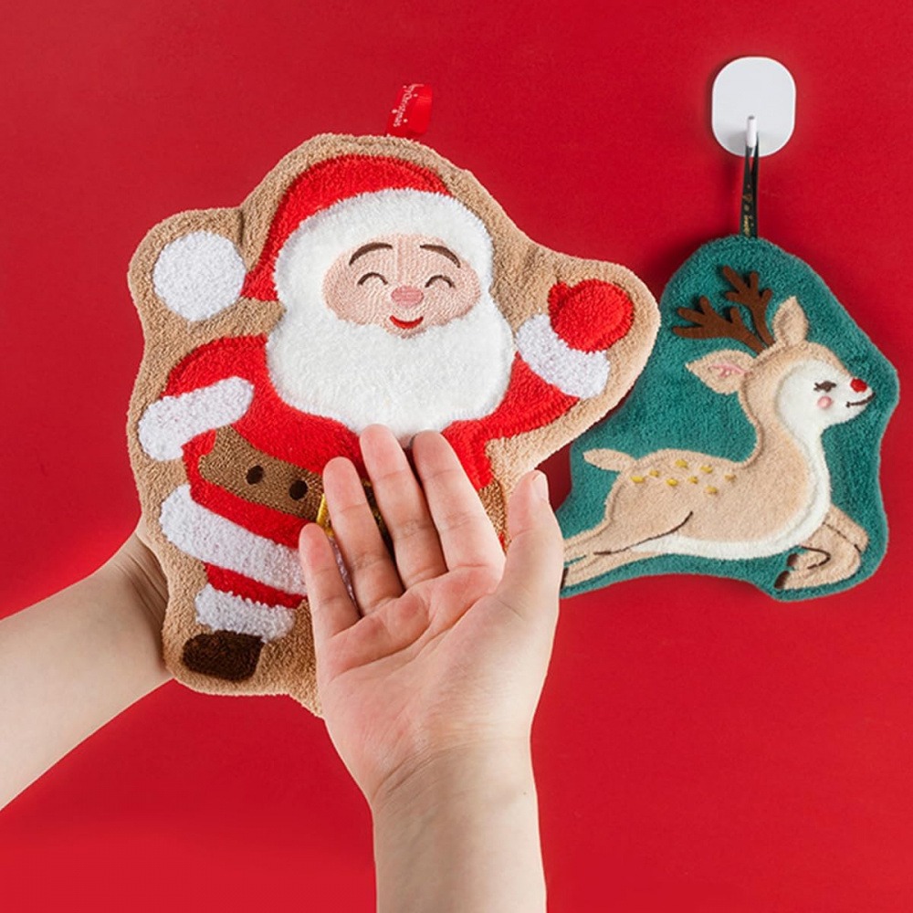 Home Decor Xmas Tree - Christmas Shaped Hanging Hand Towels, Coral
