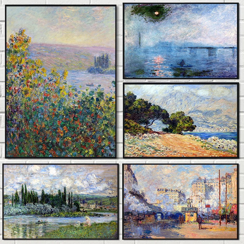 Watercolor Poster Print - Art Canvas Paintings Famous Impressionist Landscapes