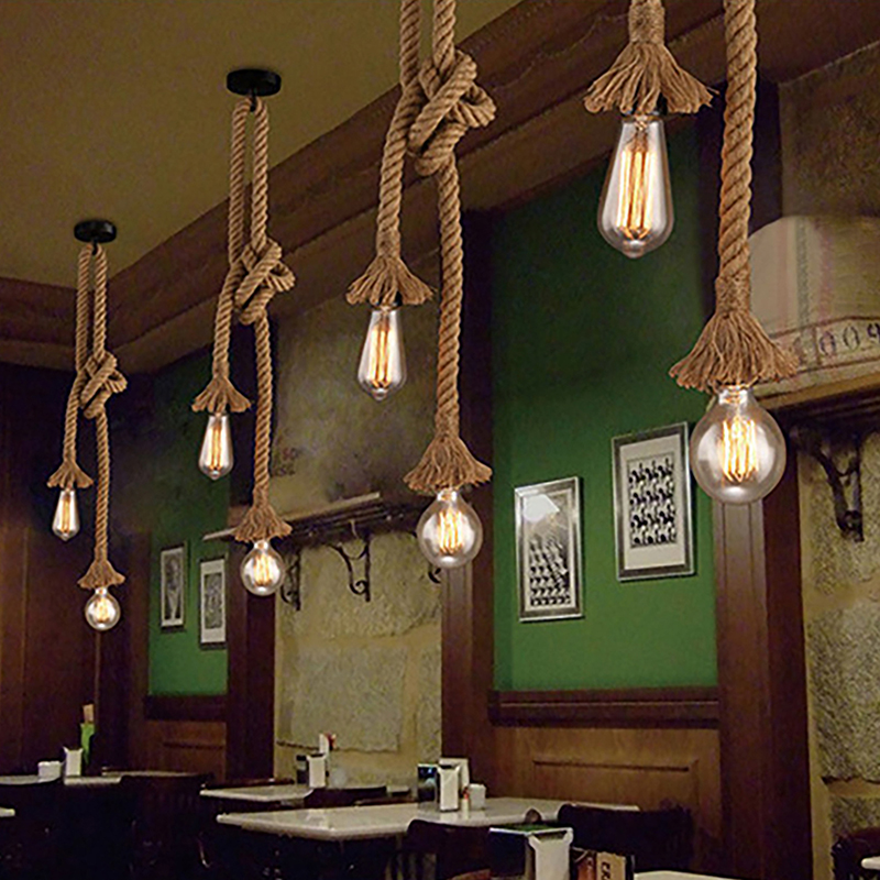Rope Light Decoration - New【American Vintage Hemp Rope Pendant Lamp