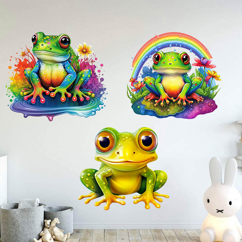 Home Decor Y2K - M728 Cute Rainbow Frog Wall Sticker