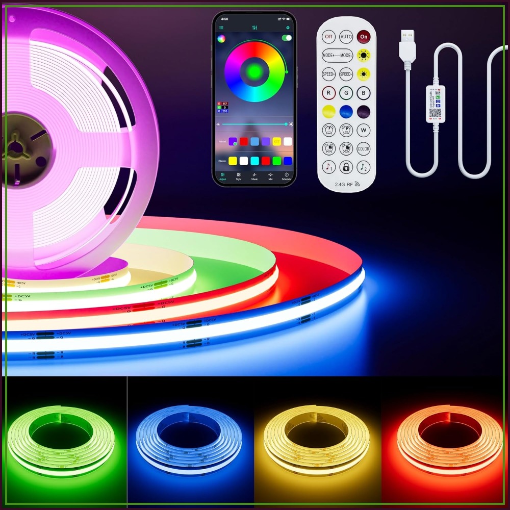 Led Strip Lights - 5V USB COB RGB LED Strip