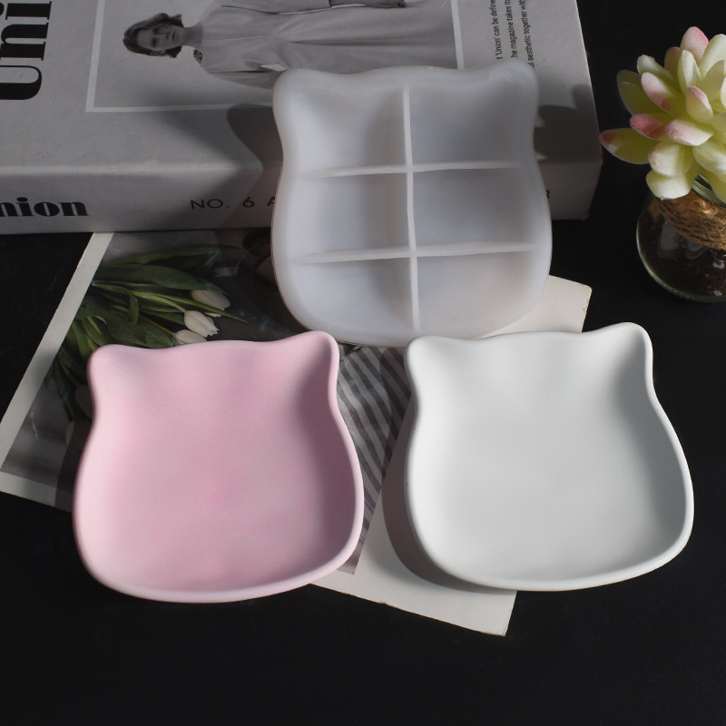 Ceramic Trinket Dish - Plaster Cat Dish Mold Kitten Tray