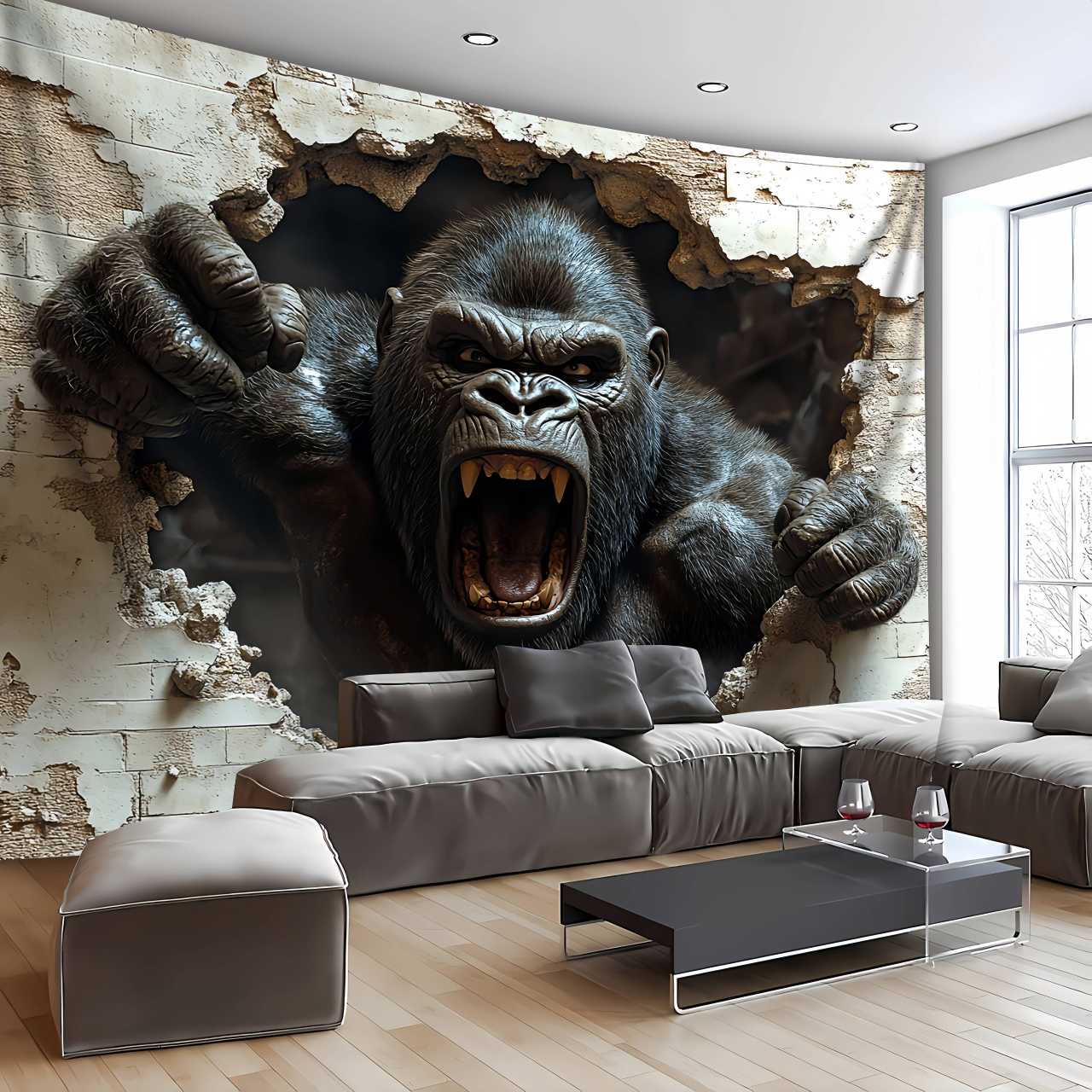 Home Decor Under 100 - 1pc 3D Dynamic Gorilla Wall Burst