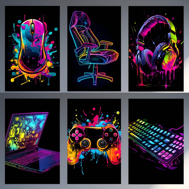 Home Decor Xbox Games - Watercolor Neon Video Game Posters XBOX