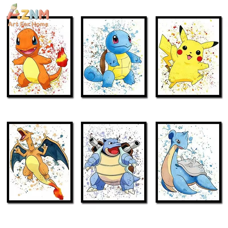 Watercolor Poster Print - 1PC ，Anime Pokemon Canvas Painting Bulbasaur