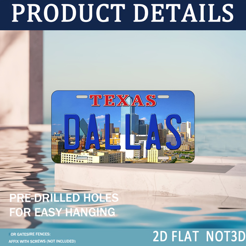 Home Decor Dallas - 2D Flat, 1pc Vintage Texas Dallas