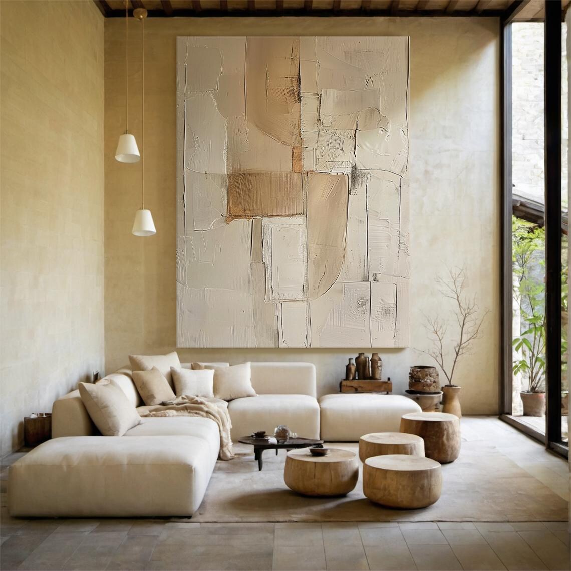 3D Beige Large Canvas Abstract - đánh giá và giá Home Decor Etsy