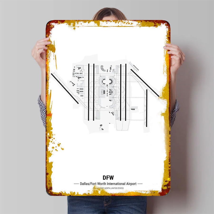 DFW Airport Map Metal Wall Art - đánh giá và giá Home Decor Dallas