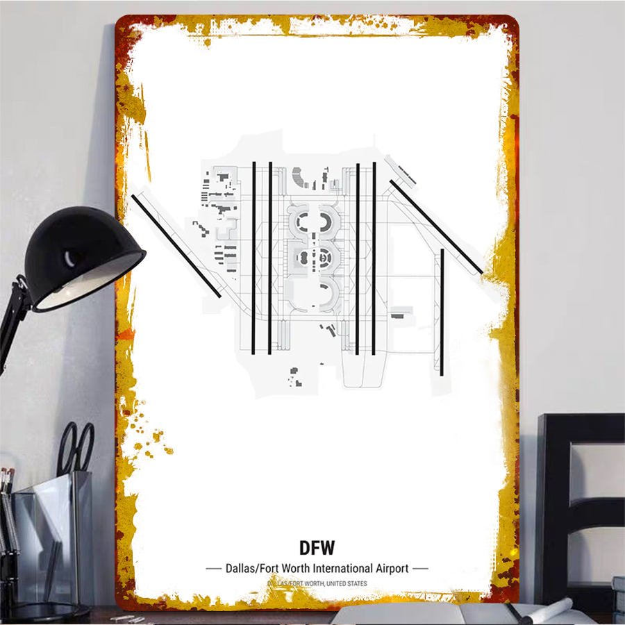 DFW Airport Map Metal Wall Art - đánh giá và giá Home Decor Dallas