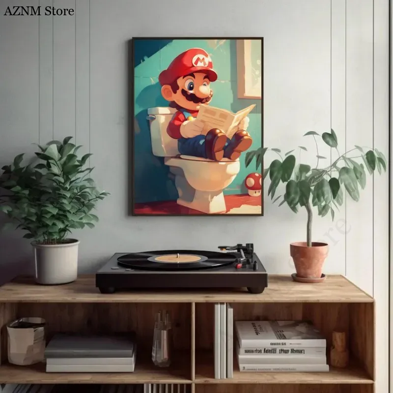 Funny Bathroom Cartoon Video G - đánh giá và giá Watercolor Poster Print