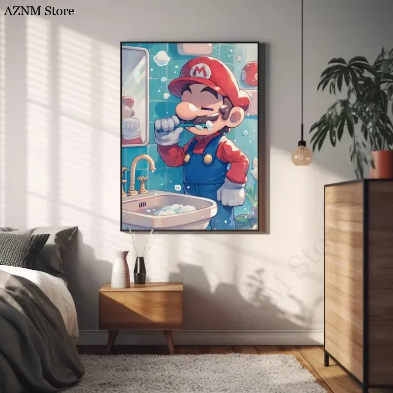 Funny Bathroom Cartoon Video G - đánh giá và giá Watercolor Poster Print
