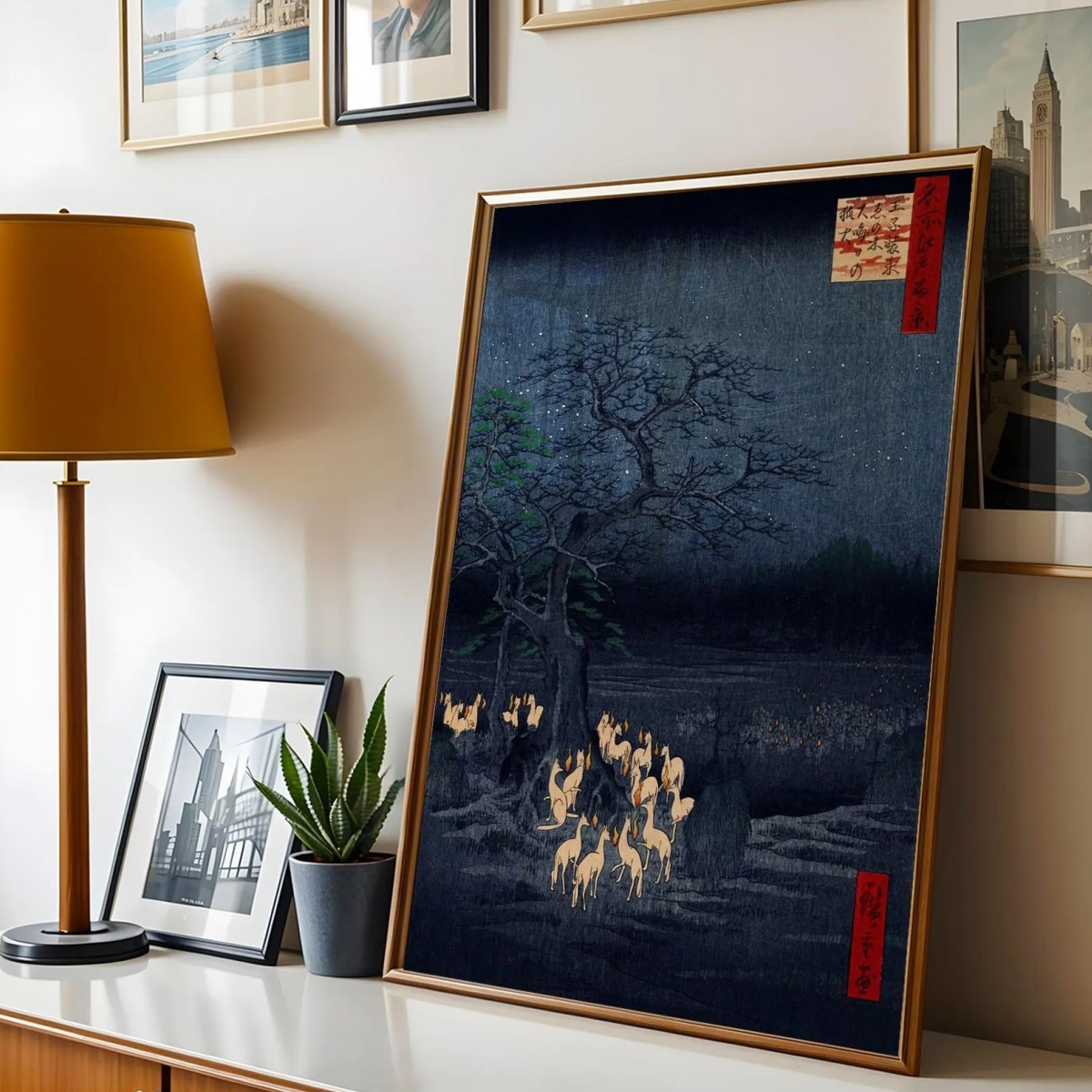 Japanese Retro Fox Canvas Prin - đánh giá và giá Home Decor Japandi Style