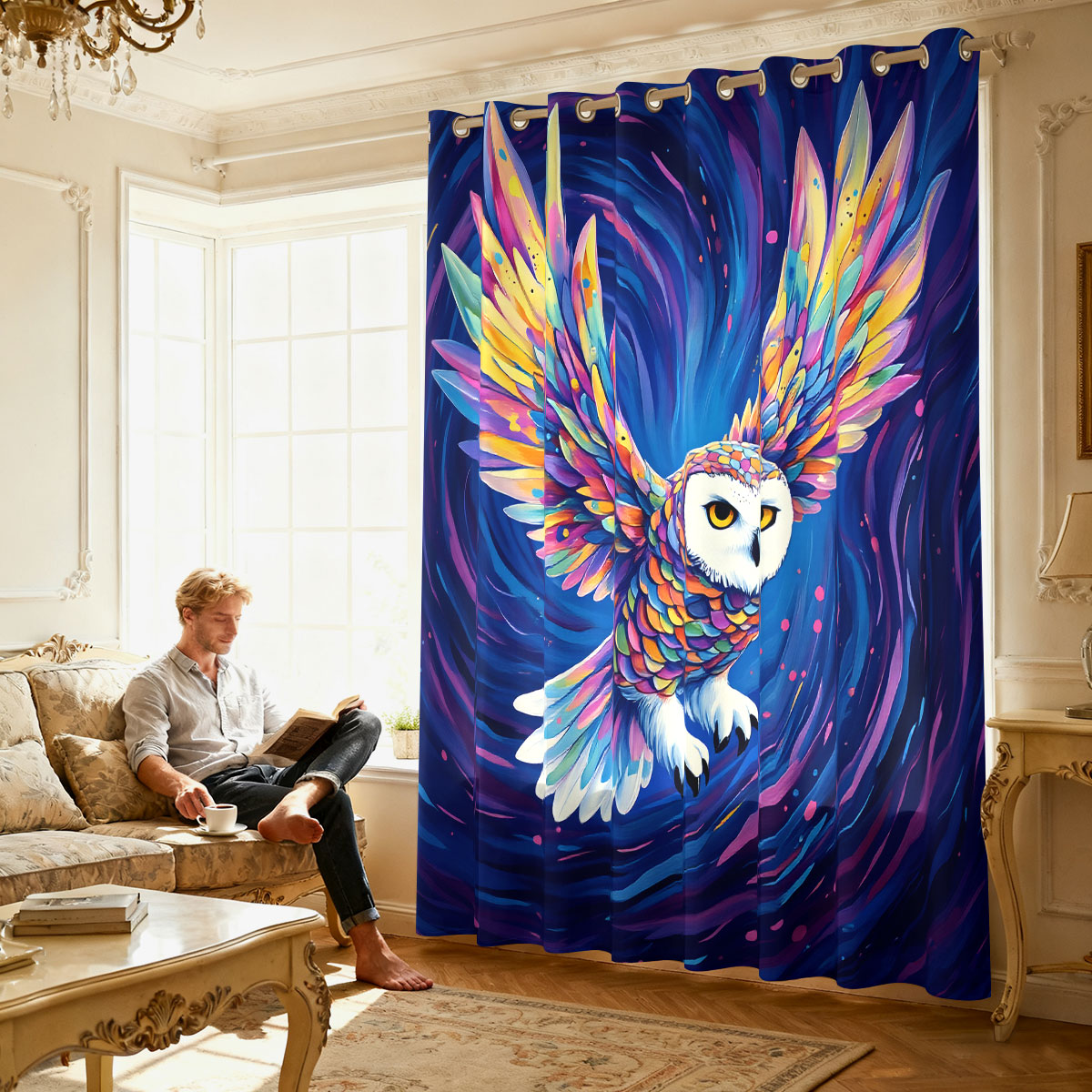 1PC Colorful Starry Sky Flying - đánh giá và giá Home Decor Curtain