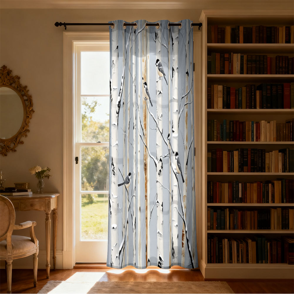 1pc birch forest titmouse prin - đánh giá và giá Home Decor Curtain