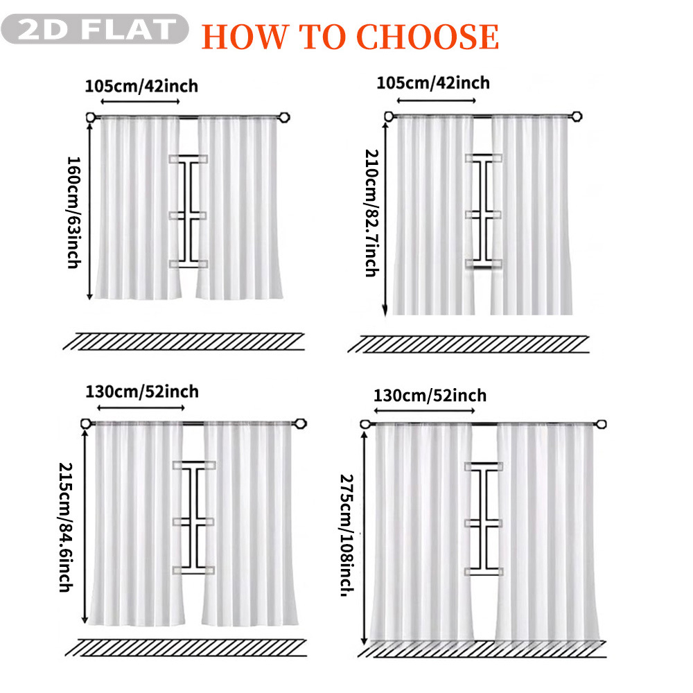 Custom 2D Flat 2pcs Sheer Curt - đánh giá và giá Home Decor Curtain