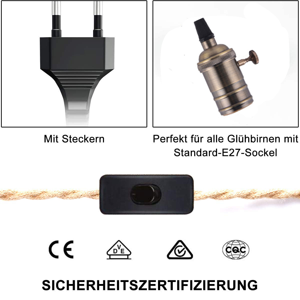 EU Plug Power Cord Twisted Hem - đánh giá và giá Rope Light Decoration