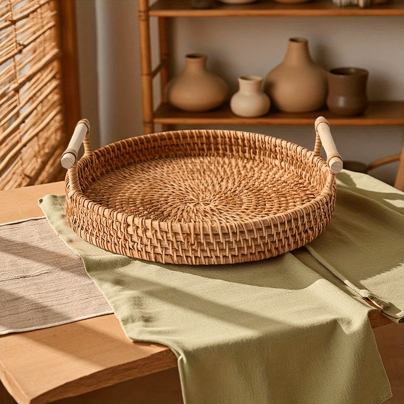 Handmade Rattan Round Tray wit - đánh giá và giá Ceramic Trinket Dish