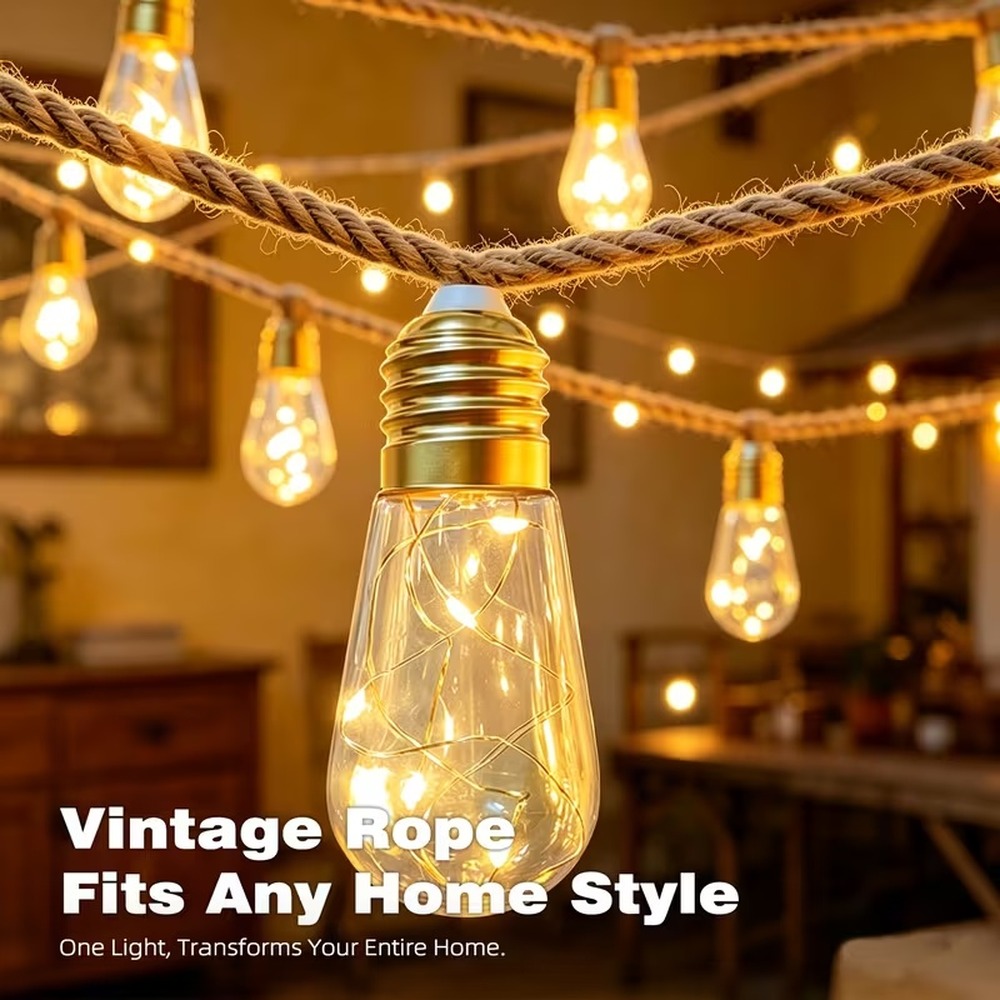 Solar String Lights Hemp Rope  - đánh giá và giá Rope Light Decoration