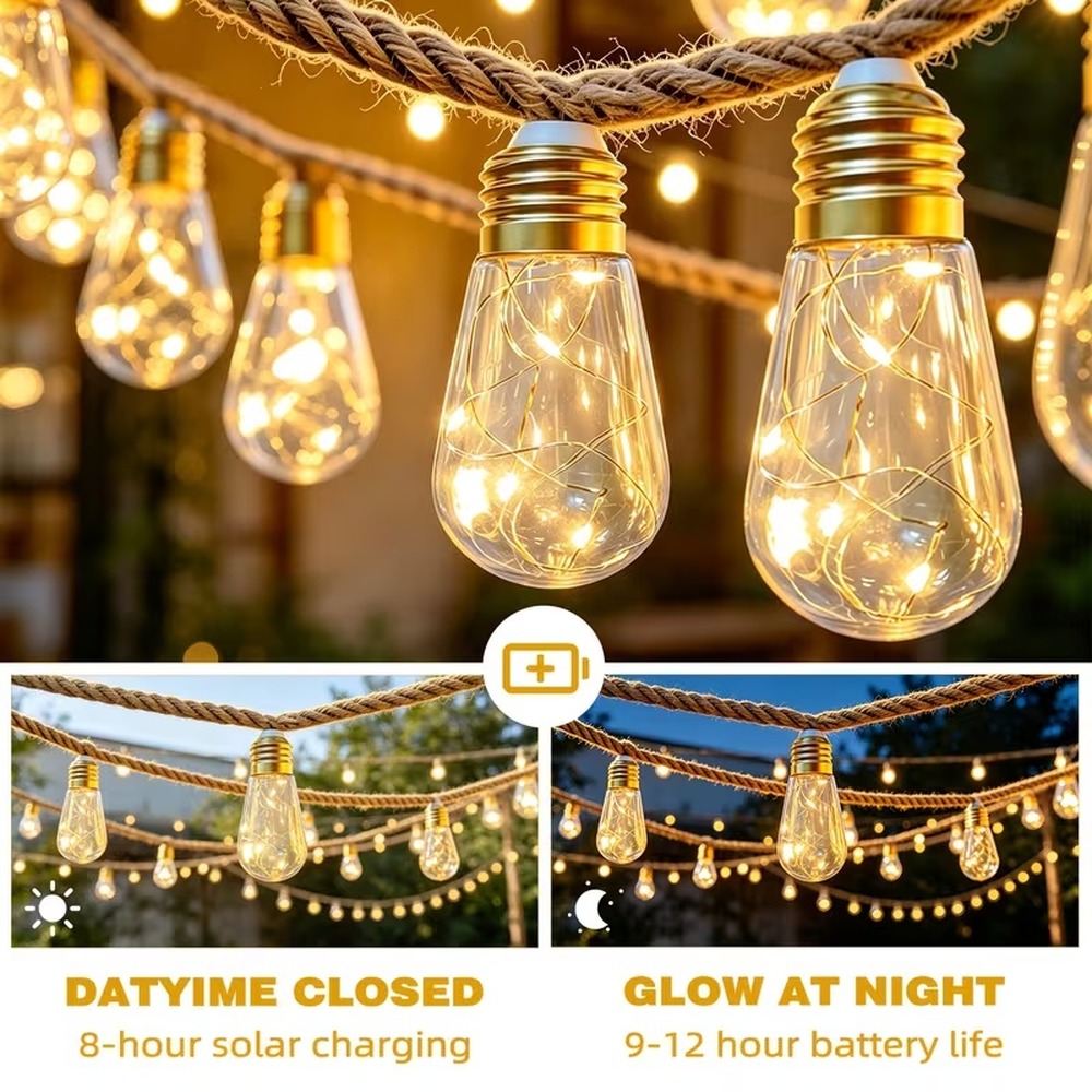 Solar String Lights Hemp Rope  - đánh giá và giá Rope Light Decoration