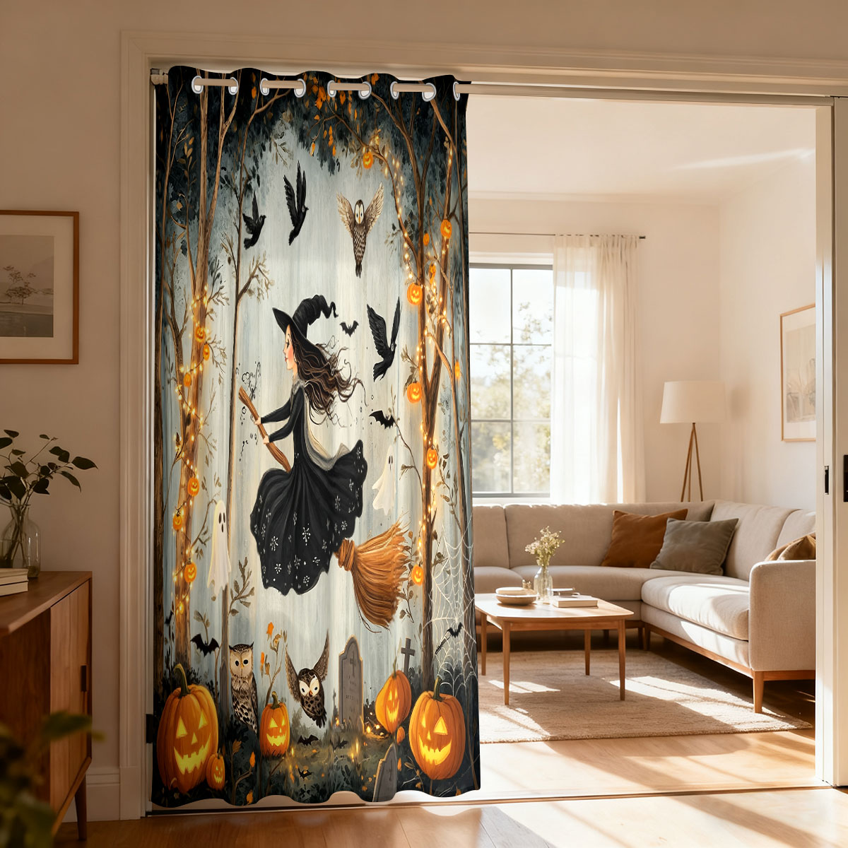 1PC Halloween Witch Pumpkin Gh - đánh giá và giá Home Decor Curtain