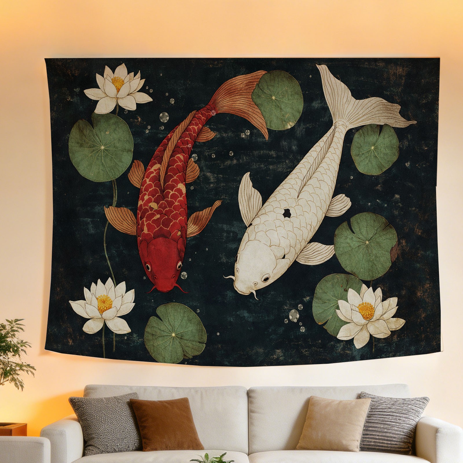 Luxury Koi Fish and Lotus Flow - đánh giá và giá Home Decor Japandi Style