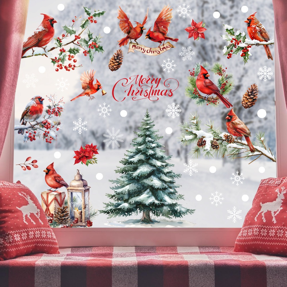 9pcs Christmas Window Decals C - đánh giá và giá Home Decor Xmas Tree