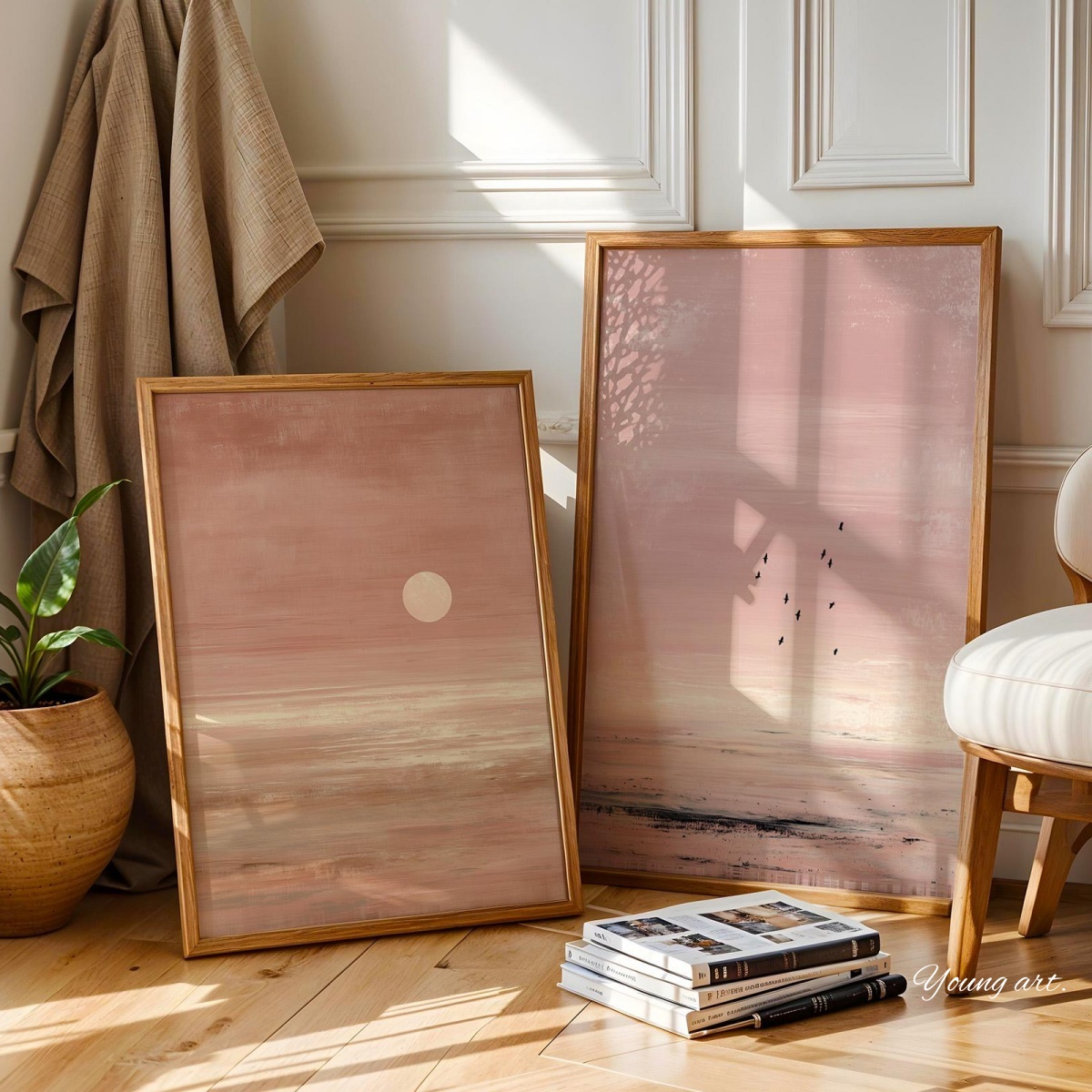 2pcs/set Japanese Pink Sunset  - đánh giá và giá Home Decor Japandi Style