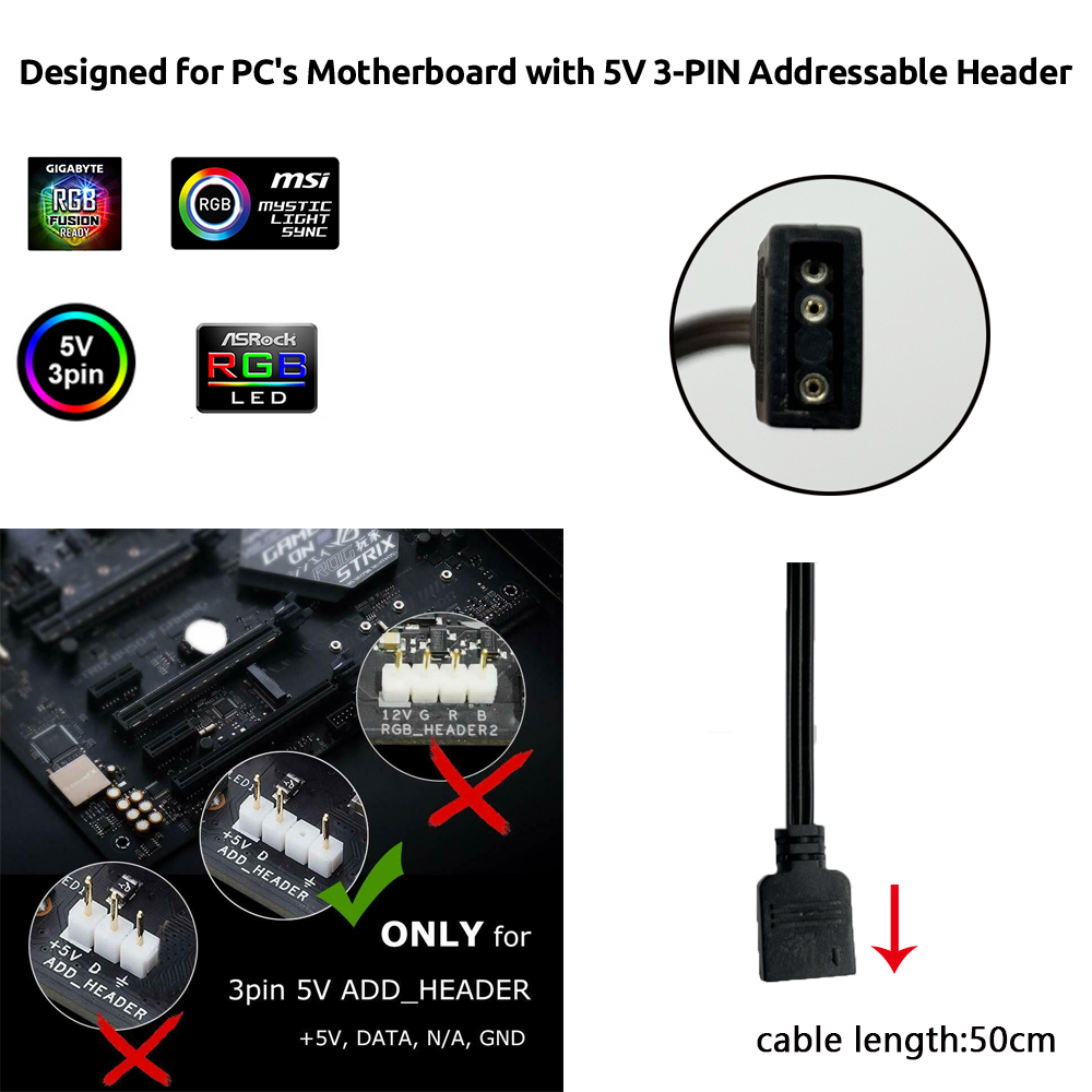 5V ARGB 3Pin Header for Asus A - đánh giá và giá Led Strip Lights