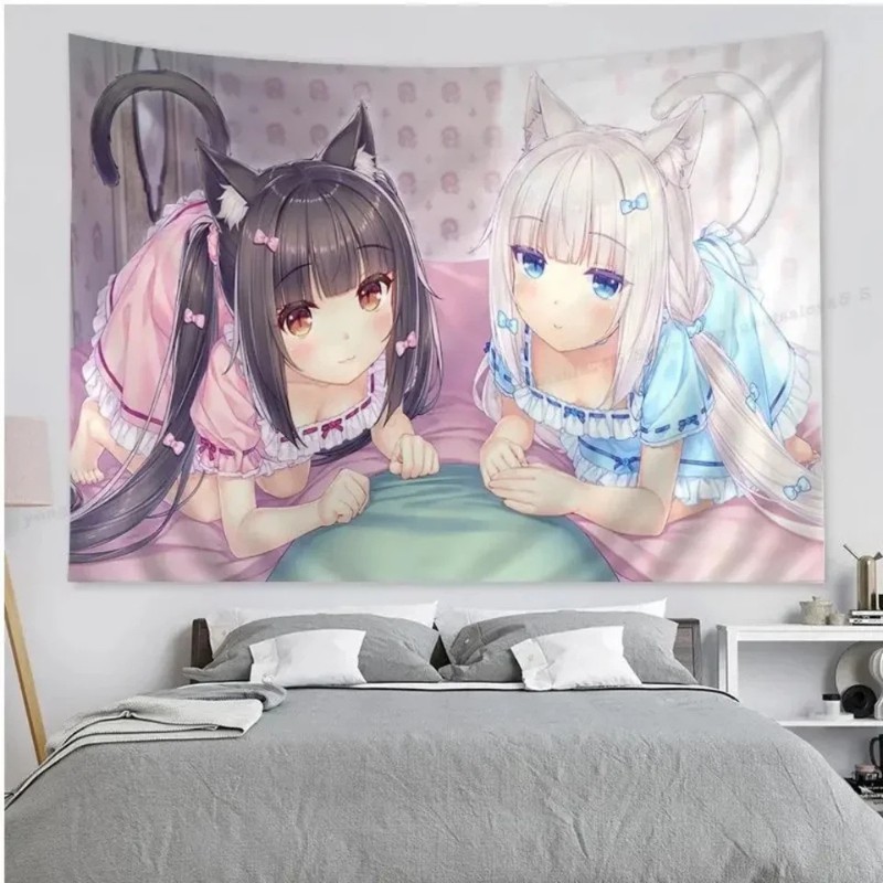 VIKAMA Cat Girl Anime Tapestry - đánh giá và giá Home Decor Under 100