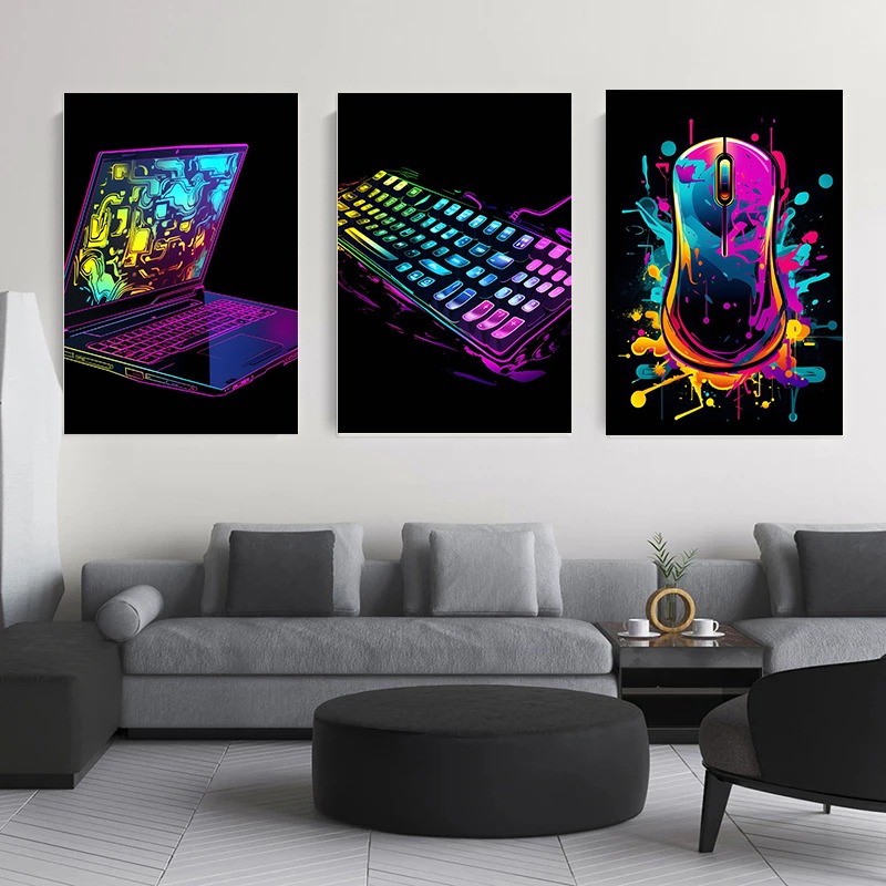 Watercolor Neon Video Game Pos - đánh giá và giá Home Decor Xbox Games
