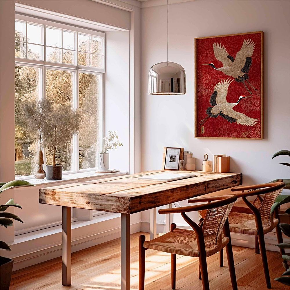 Japanese Flying Cranes Canvas  - đánh giá và giá Home Decor Japandi Style